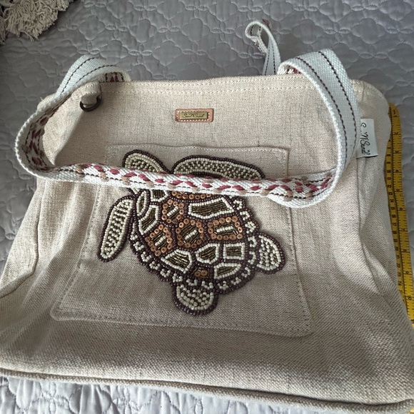 Sun 'N' Sand Turtle Shoulder Tote 
Beige Turtle Embroidered Tote - Picture 13 of 16